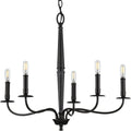 PROGRESS LIGHTING P400199-031 Matte Black Durrell Collection Five-Light Matte Black Coastal Chandelier Light