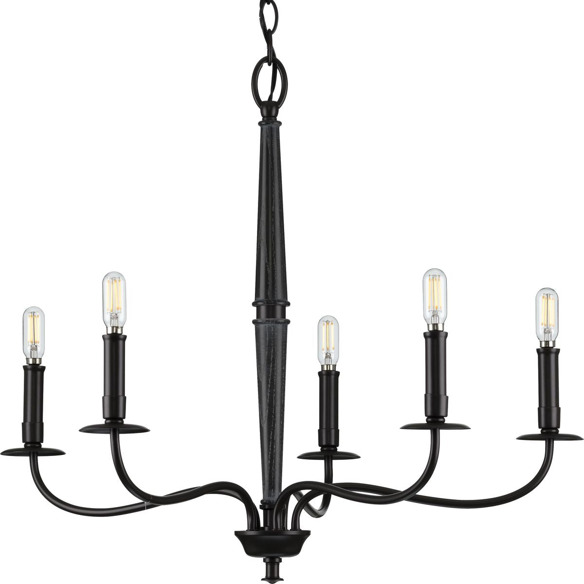 PROGRESS LIGHTING P400199-031 Matte Black Durrell Collection Five-Light Matte Black Coastal Chandelier Light