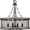 PROGRESS LIGHTING P400204-020 Antique Bronze Austelle Collection Four-Light Antique Bronze Farmhouse Chandelier Light