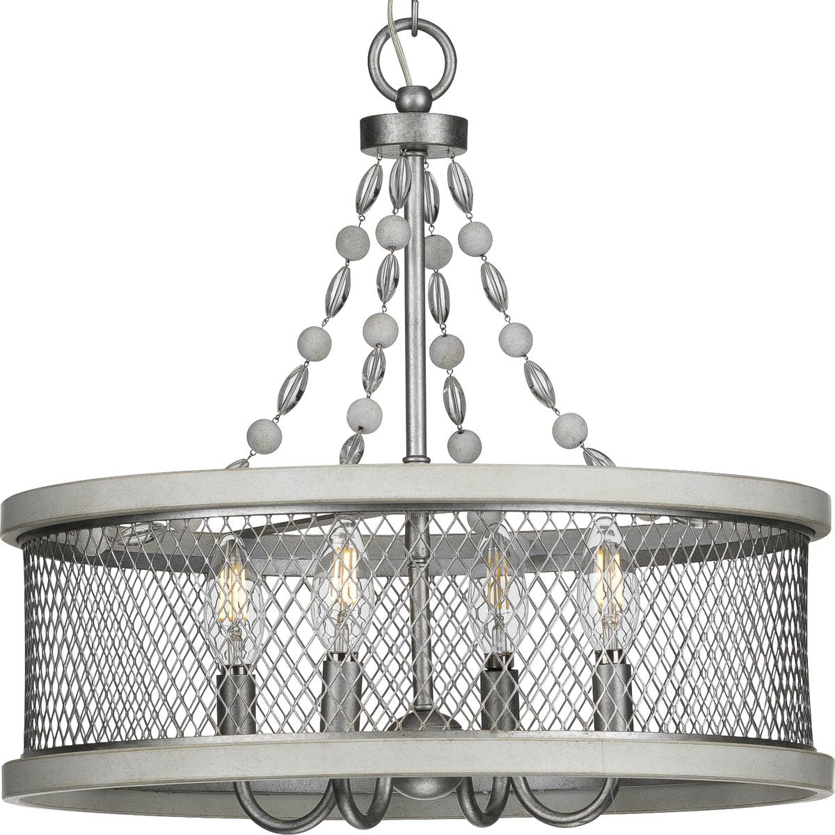 PROGRESS LIGHTING P400204-141 Galvanized Finish Austelle Collection Four-Light Galvanized Finish Farmhouse Chandelier Light