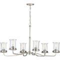 PROGRESS LIGHTING P400207-009 Brushed Nickel Winslett Collection Six-Light Brushed Nickel Clear Seeded Glass Coastal Chandelier Light