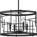 PROGRESS LIGHTING P400213-031 Textured Black Torres Collection Four-Light Textured Black Modern Chandelier Light