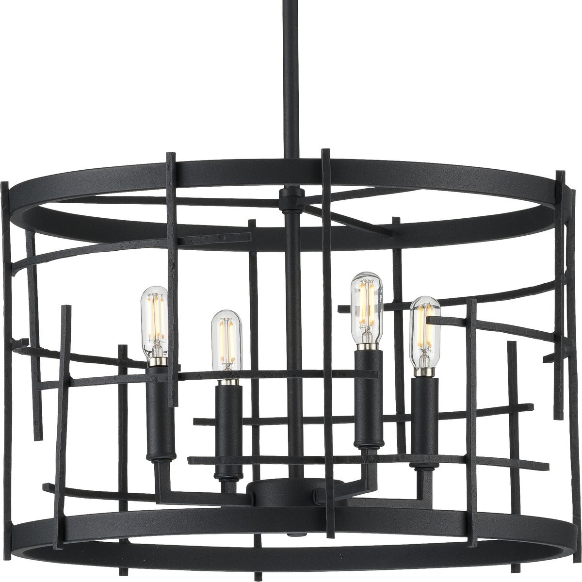 PROGRESS LIGHTING P400213-031 Textured Black Torres Collection Four-Light Textured Black Modern Chandelier Light