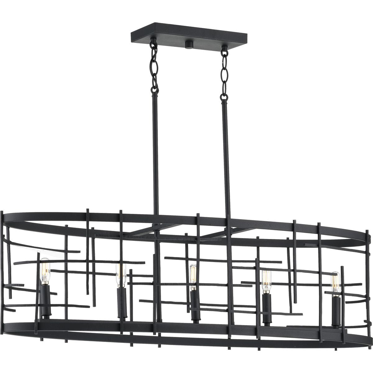 PROGRESS LIGHTING P400215-031 Textured Black Torres Collection Five-Light Textured Black Modern Chandelier Light