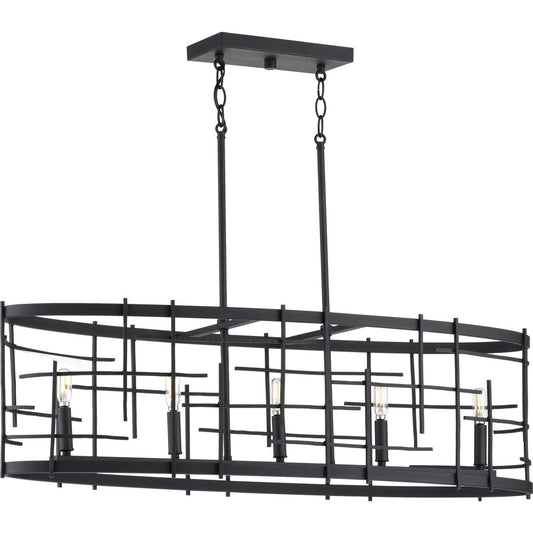 PROGRESS LIGHTING P400215-031 Textured Black Torres Collection Five-Light Textured Black Modern Chandelier Light
