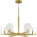 PROGRESS LIGHTING P400216-109 Brushed Bronze Rae Collection Six-Light Brushed Bronze White Alabaster Glass Luxe Chandelier Light