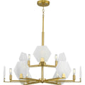 PROGRESS LIGHTING P400217-109 Brushed Bronze Rae Collection Nine-Light Brushed Bronze White Alabaster Glass Luxe Chandelier Light