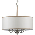 PROGRESS LIGHTING P400218-009 Brushed Nickel Durrell Collection Four-Light Brushed Nickel Sailcloth Linen Fabric Shade Coastal Chandelier Light