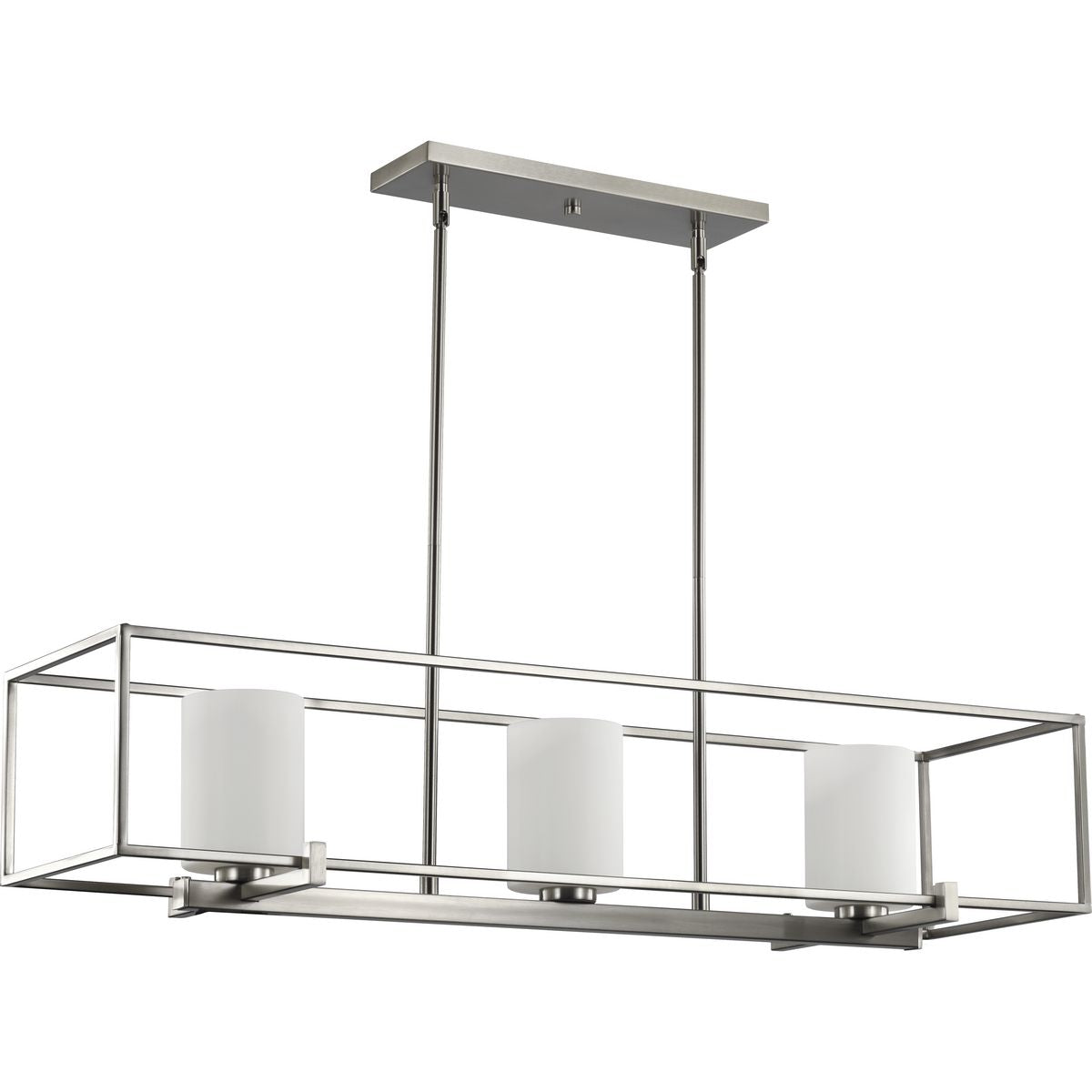 PROGRESS LIGHTING P400225-009 Brushed Nickel Chadwick Collection Three-Light Brushed Nickel Etched Opal Glass Modern Chandelier Light
