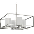 PROGRESS LIGHTING P400226-009 Brushed Nickel Chadwick Collection Four-Light Brushed Nickel Etched Opal Glass Modern Chandelier Light