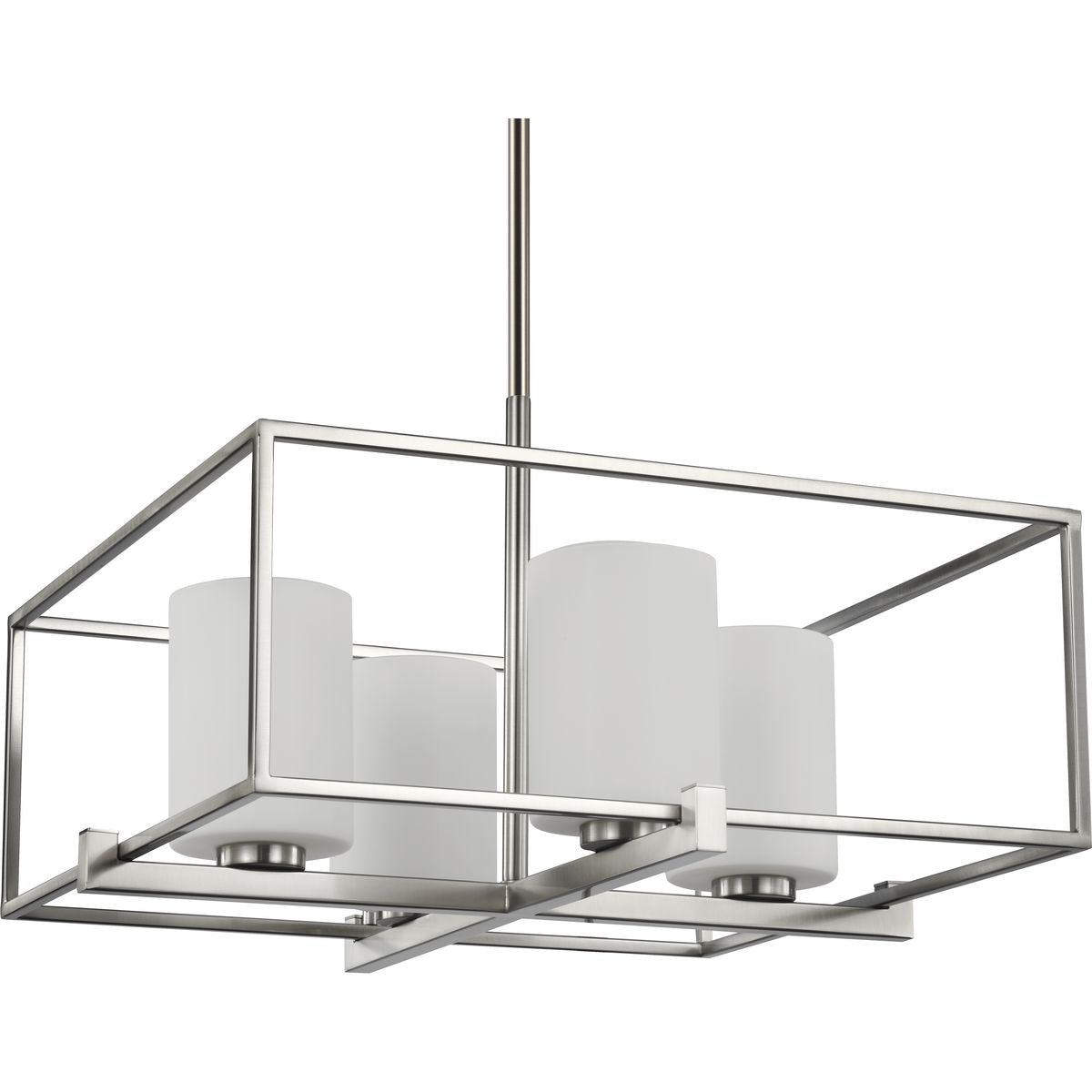 PROGRESS LIGHTING P400226-009 Brushed Nickel Chadwick Collection Four-Light Brushed Nickel Etched Opal Glass Modern Chandelier Light