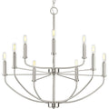 PROGRESS LIGHTING P400228-009 Brushed Nickel Leyden Collection Nine-Light Brushed Nickel Farmhouse Style Chandelier Light