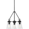 PROGRESS LIGHTING P400235-031 Matte Black Stockbrace Collection Three-Light Matte Black and Clear Glass Farmhouse Style Chandelier Light