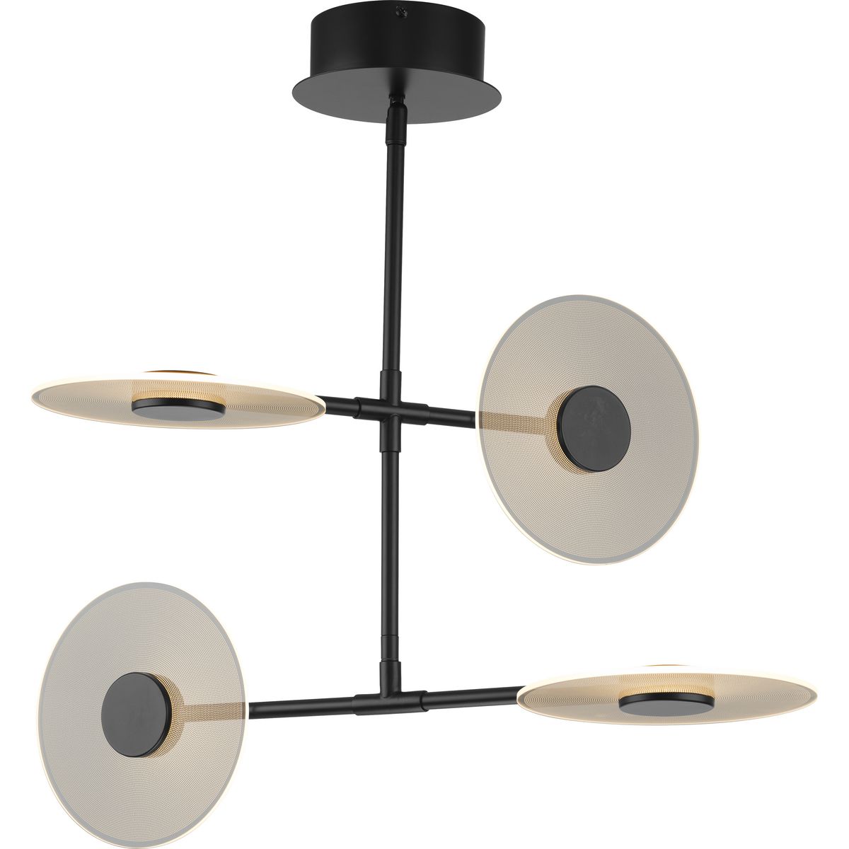 PROGRESS LIGHTING P400255-031-30 Matte Black Spoke LED Collection Four-Light Matte Black Modern Style Hanging Chandelier Light
