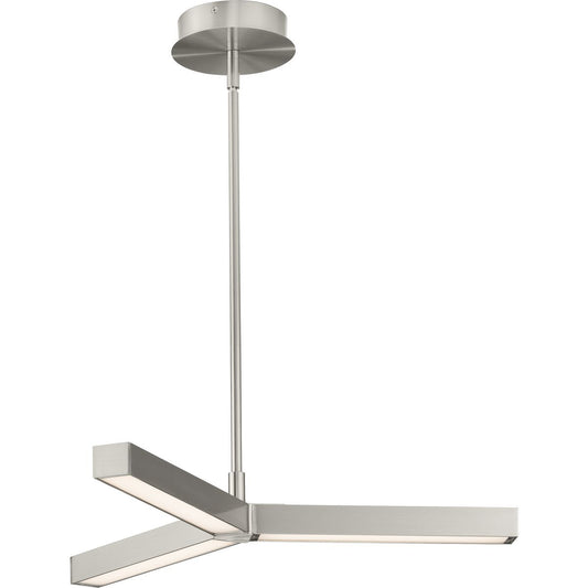 PROGRESS LIGHTING P400257-009-30 Brushed Nickel Planck LED Collection Three-Light Brushed Nickel Modern Style Chandelier Light