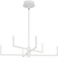 PROGRESS LIGHTING P400260-028-30 Satin White Pivot LED Collection Six-Light Satin White Modern Style Chandelier with Downlight