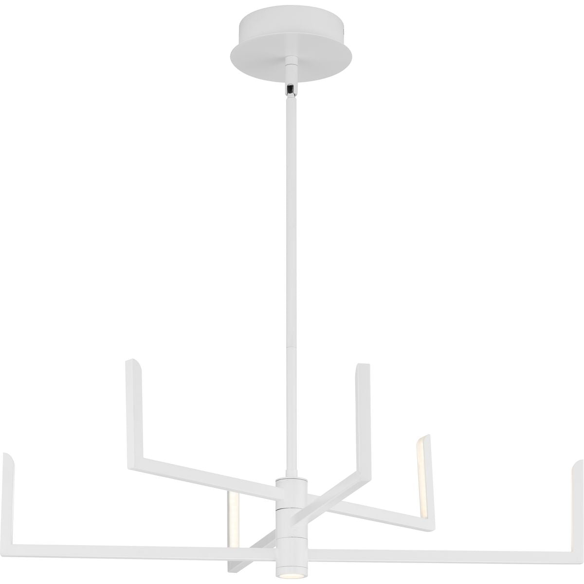 PROGRESS LIGHTING P400260-028-30 Satin White Pivot LED Collection Six-Light Satin White Modern Style Chandelier with Downlight