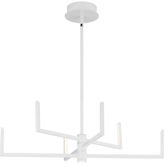 PROGRESS LIGHTING P400260-028-30 Satin White Pivot LED Collection Six-Light Satin White Modern Style Chandelier with Downlight