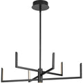 PROGRESS LIGHTING P400260-031-30 Matte Black Pivot LED Collection Six-Light Textured Black Modern Style Chandelier with Downlight