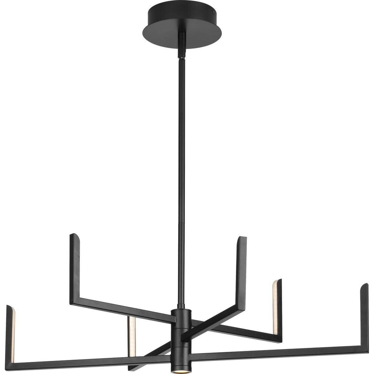 PROGRESS LIGHTING P400260-031-30 Matte Black Pivot LED Collection Six-Light Textured Black Modern Style Chandelier with Downlight