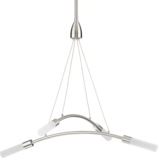 PROGRESS LIGHTING P400262-009-30 Brushed Nickel Kylo LED Collection Four-Light Brushed Nickel and Frosted Acrylic Modern Style Chandelier Light
