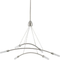 PROGRESS LIGHTING P400263-009-30 Brushed Nickel Kylo LED Collection Six-Light Brushed Nickel and Frosted Acrylic Modern Style Chandelier Light