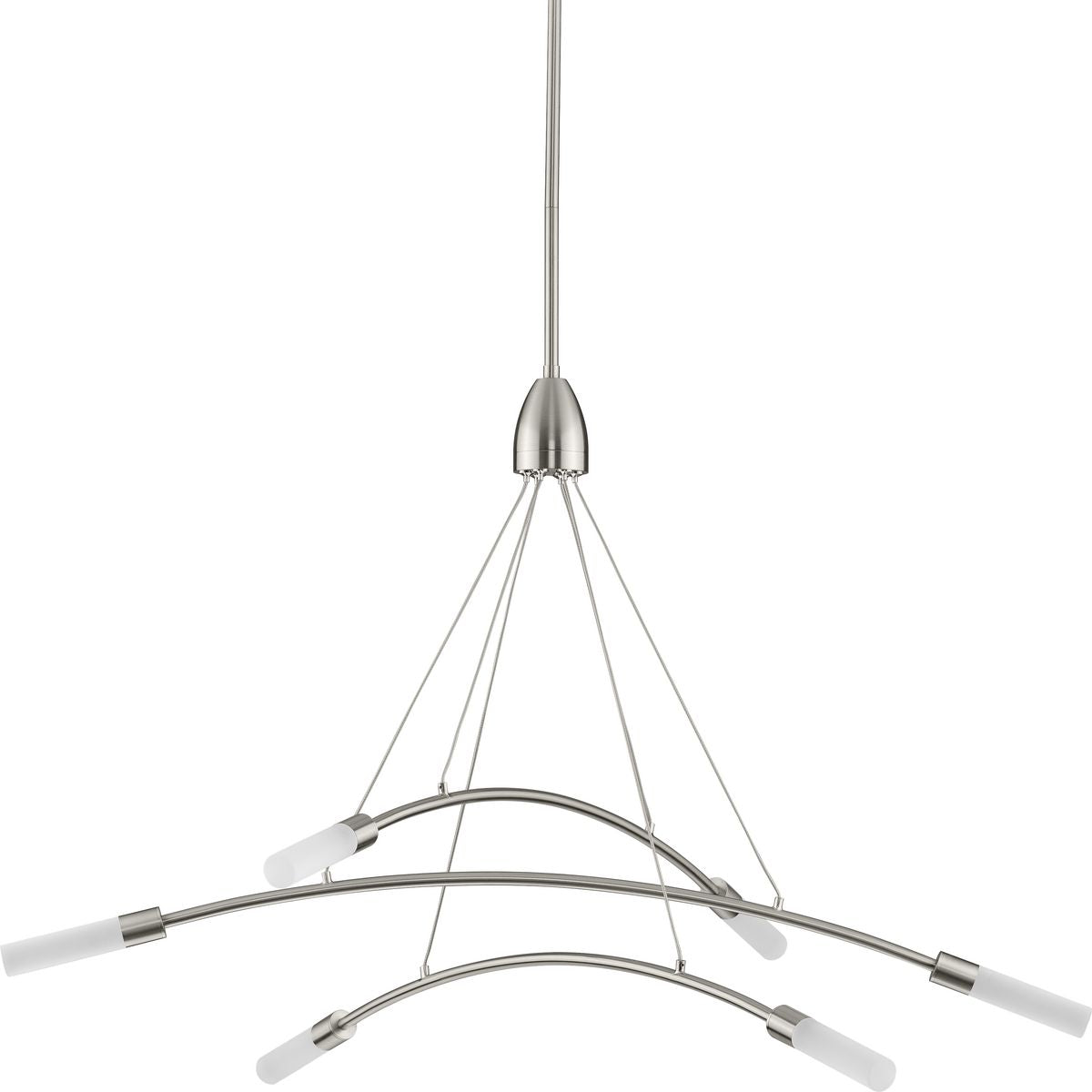 PROGRESS LIGHTING P400263-009-30 Brushed Nickel Kylo LED Collection Six-Light Brushed Nickel and Frosted Acrylic Modern Style Chandelier Light