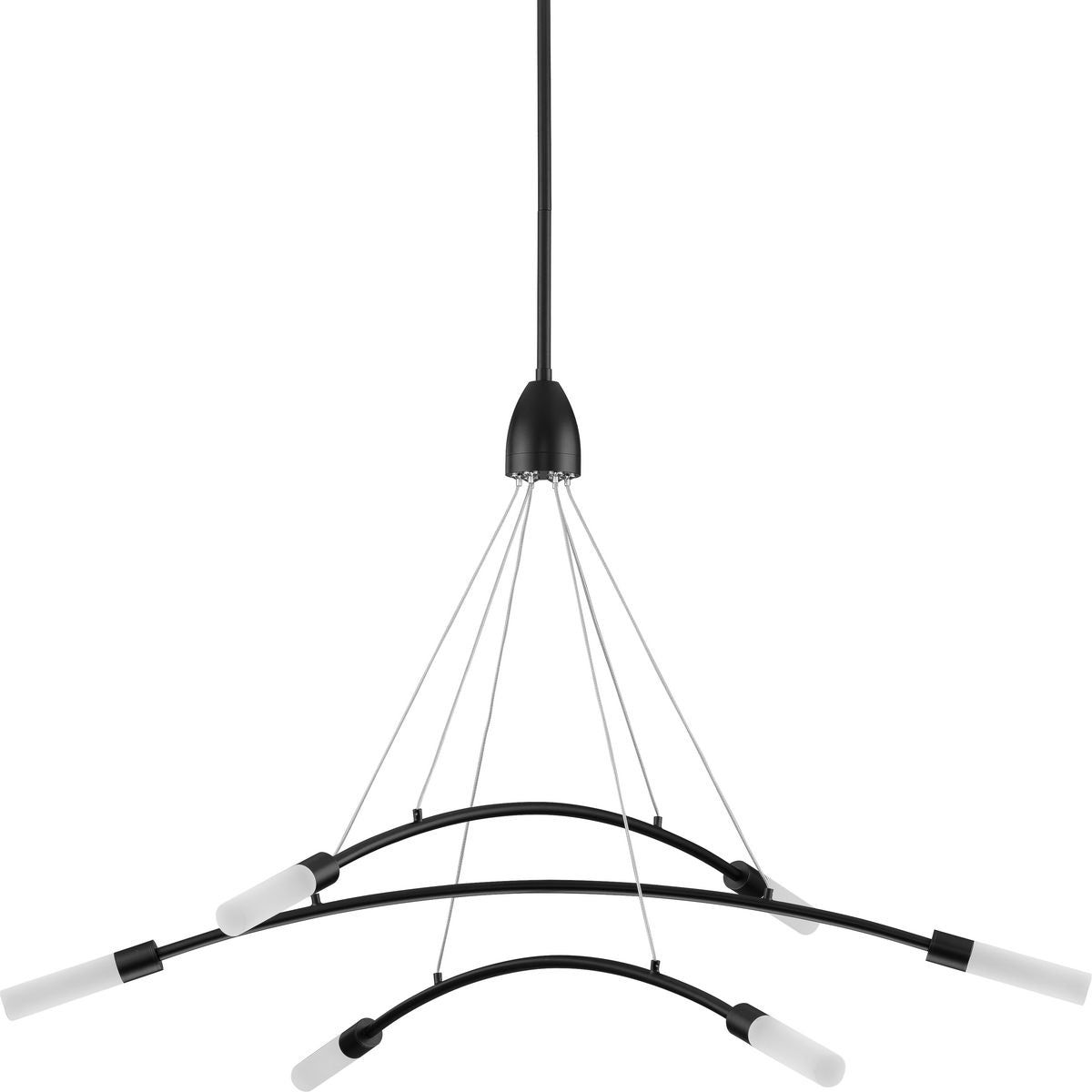 PROGRESS LIGHTING P400263-031-30 Matte Black Kylo LED Collection Six-Light Matte Black and Frosted Acrylic Modern Style Chandelier Light