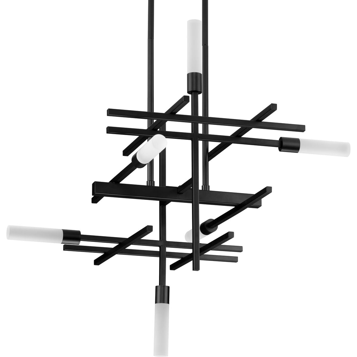 PROGRESS LIGHTING P400264-031-30 Matte Black Quadrant LED Collection Six-Light Matte Black Modern Style Chandelier Light