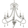 PROGRESS LIGHTING P400267-009 Brushed Nickel Vinings Collection Five-Light Brushed Nickel and Grey Washed Oak Chandelier Light