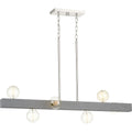 PROGRESS LIGHTING P400269-009 Brushed Nickel Mill Beam Collection Six-Light Brushed Nickel/Faux Concrete Industrial Style Linear Island Chandelier