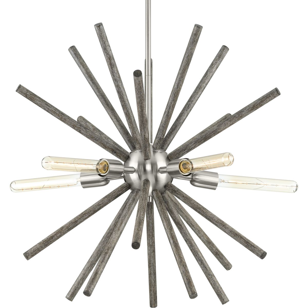 PROGRESS LIGHTING P400270-009 Brushed Nickel Thorpe Collection Five-Light Brushed Nickel Mid-Century Modern Style Chandelier Light