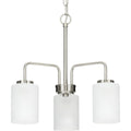 PROGRESS LIGHTING P400274-009 Brushed Nickel Merry Collection Three-Light Brushed Nickel and Etched Glass Transitional Style Chandelier Light