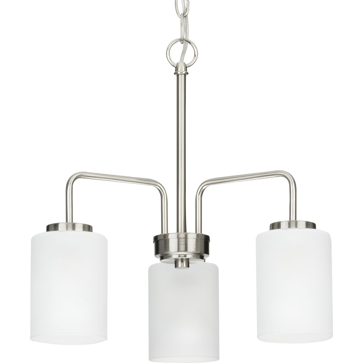 PROGRESS LIGHTING P400274-009 Brushed Nickel Merry Collection Three-Light Brushed Nickel and Etched Glass Transitional Style Chandelier Light