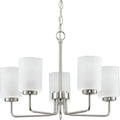 PROGRESS LIGHTING P400275-009 Brushed Nickel Merry Collection Five-Light Brushed Nickel and Etched Glass Transitional Style Chandelier Light