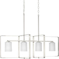 PROGRESS LIGHTING P400287-009 Brushed Nickel League Collection Four-Light Brushed Nickel and Etched Glass Modern Farmhouse Chandelier Light