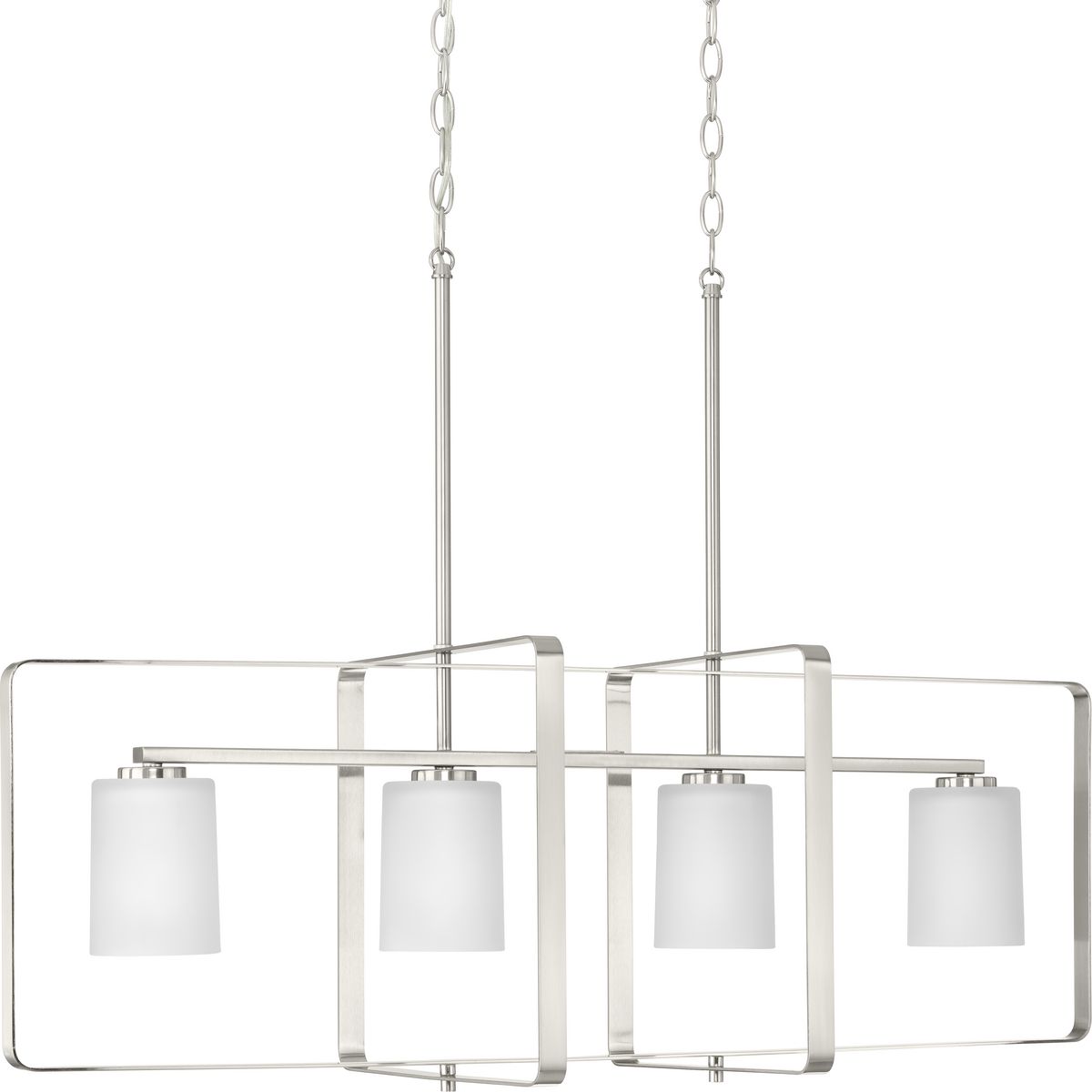 PROGRESS LIGHTING P400287-009 Brushed Nickel League Collection Four-Light Brushed Nickel and Etched Glass Modern Farmhouse Chandelier Light