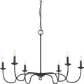 PROGRESS LIGHTING P400292-31M Matte Black Canebrake Collection Six-Light Matte Black Farmhouse Chandelier Light