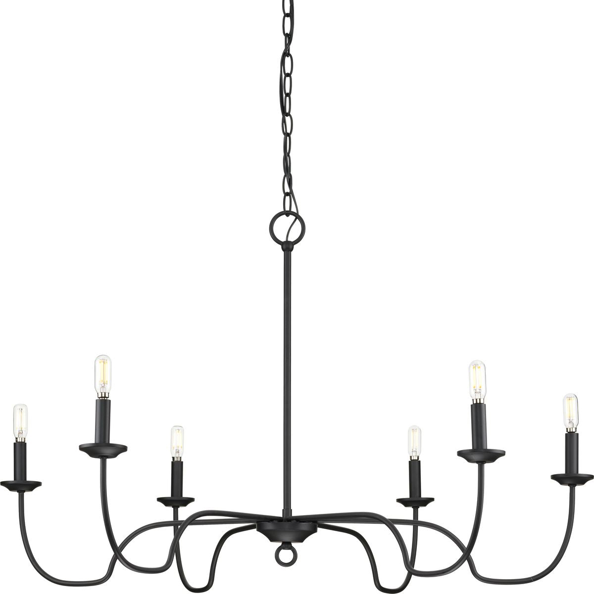 PROGRESS LIGHTING P400292-31M Matte Black Canebrake Collection Six-Light Matte Black Farmhouse Chandelier Light
