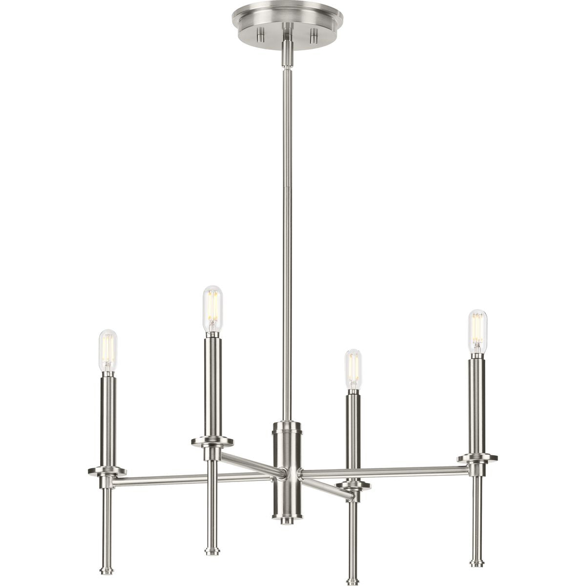 PROGRESS LIGHTING P400293-009 Brushed Nickel Elara Collection Four-Light New Traditional Brushed Nickel Chandelier Light