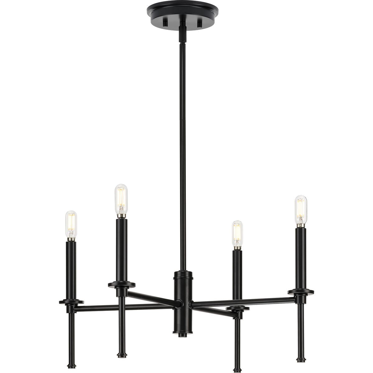PROGRESS LIGHTING P400293-31M Matte Black Elara Collection Four-Light New Traditional Matte Black Chandelier Light
