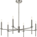 PROGRESS LIGHTING P400294-009 Brushed Nickel Elara Collection Six-Light New Traditional Brushed Nickel Chandelier Light