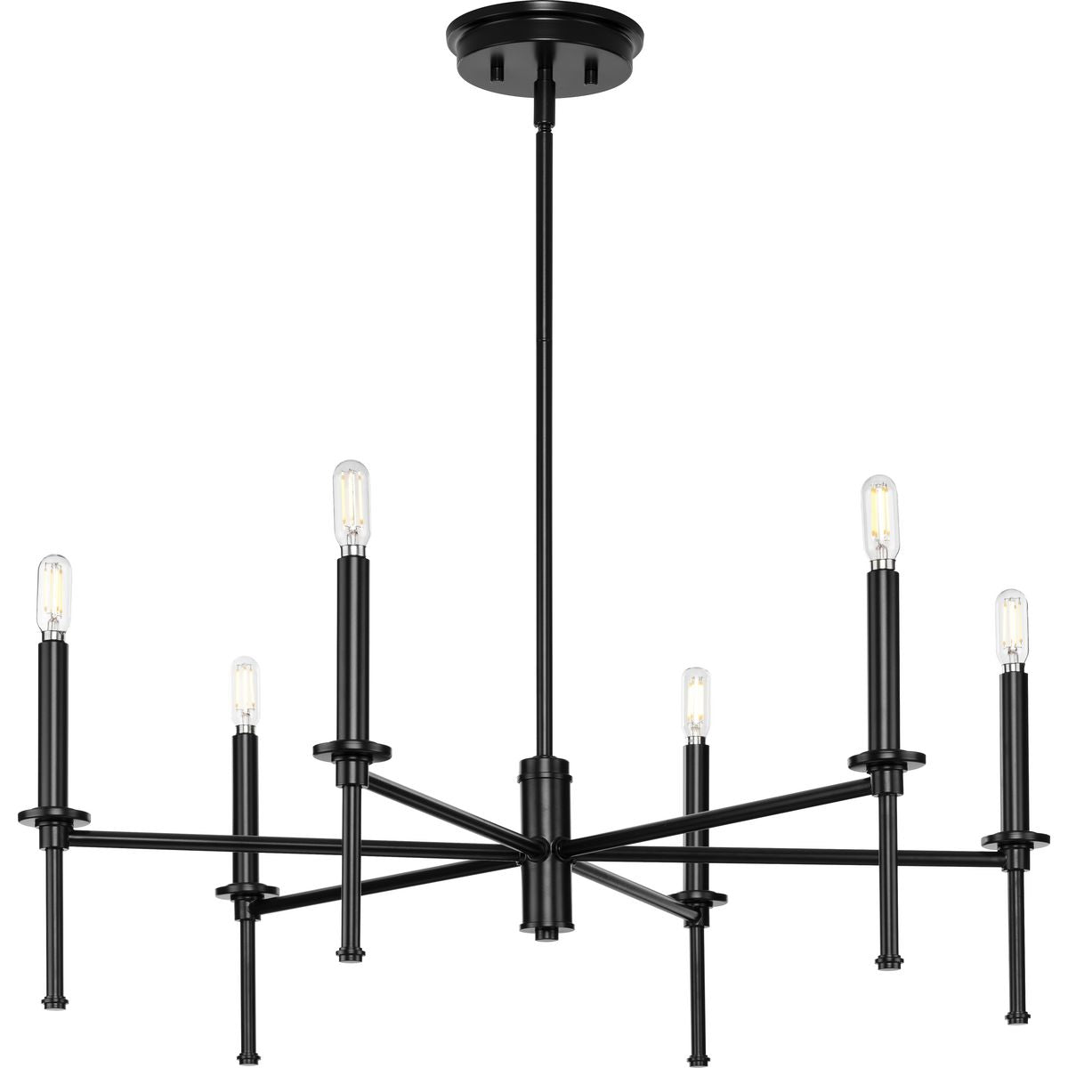 PROGRESS LIGHTING P400294-31M Matte Black Elara Collection Six-Light New Traditional Matte Black Chandelier Light