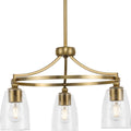 PROGRESS LIGHTING P400295-109 Brushed Bronze Parkhurst Collection Three-Light New Traditional Brushed Bronze Clear Glass Chandelier Light