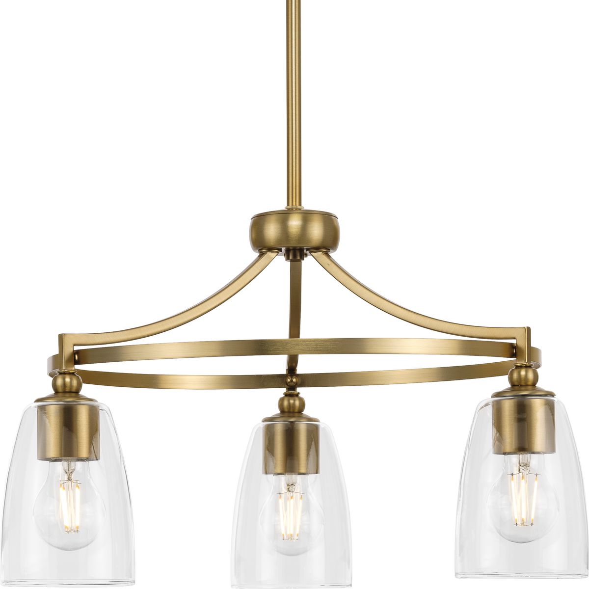 PROGRESS LIGHTING P400295-109 Brushed Bronze Parkhurst Collection Three-Light New Traditional Brushed Bronze Clear Glass Chandelier Light