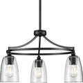 PROGRESS LIGHTING P400295-31M Matte Black Parkhurst Collection Three-Light New Traditional Matte Black Clear Glass Chandelier Light