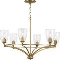 PROGRESS LIGHTING P400297-109 Brushed Bronze Parkhurst Collection Six-Light New Traditional Brushed Bronze Clear Glass Chandelier Light