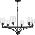 PROGRESS LIGHTING P400297-31M Matte Black Parkhurst Collection Six-Light New Traditional Matte Black Clear Glass Chandelier Light