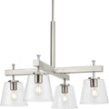 PROGRESS LIGHTING P400299-009 Brushed Nickel Saffert Collection Four-Light New Traditional Brushed Nickel Clear Glass Chandelier Light