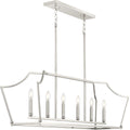 PROGRESS LIGHTING P400300-009 Brushed Nickel Parkhurst Collection Six-Light New Traditional Brushed Nickel Linear Island Chandelier Light